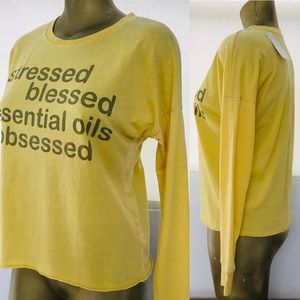 Doe. STRESSED Blessed ESSENTIAL Oil OBSESSED Long Sleeve TEE XS New With Defects